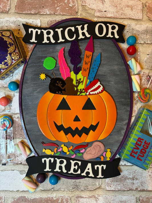 Trick or Treat Pumpkin Sign