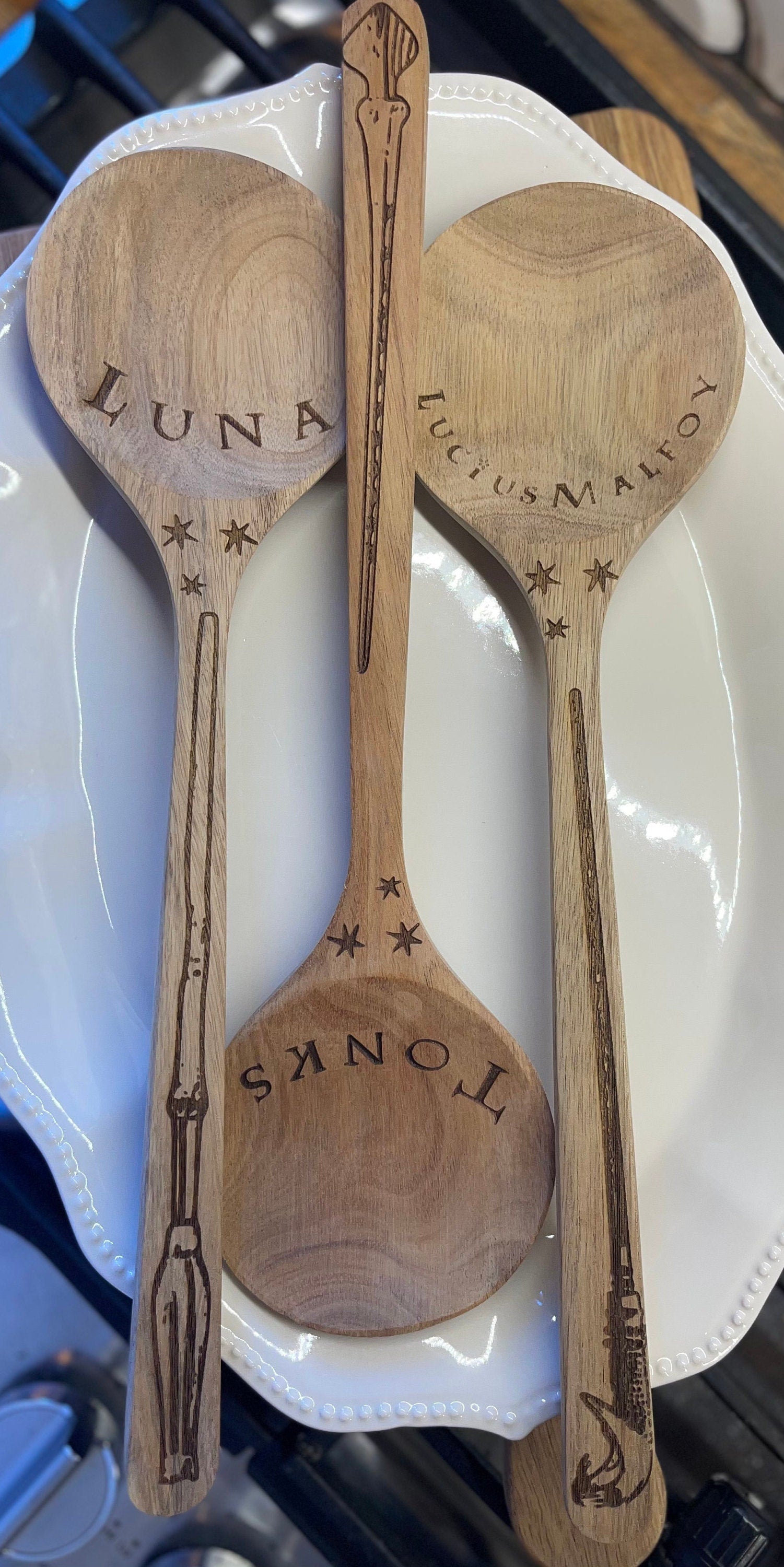 Magic Wand Spoon Engraved Wooden Spoon Fantasy Spoon 